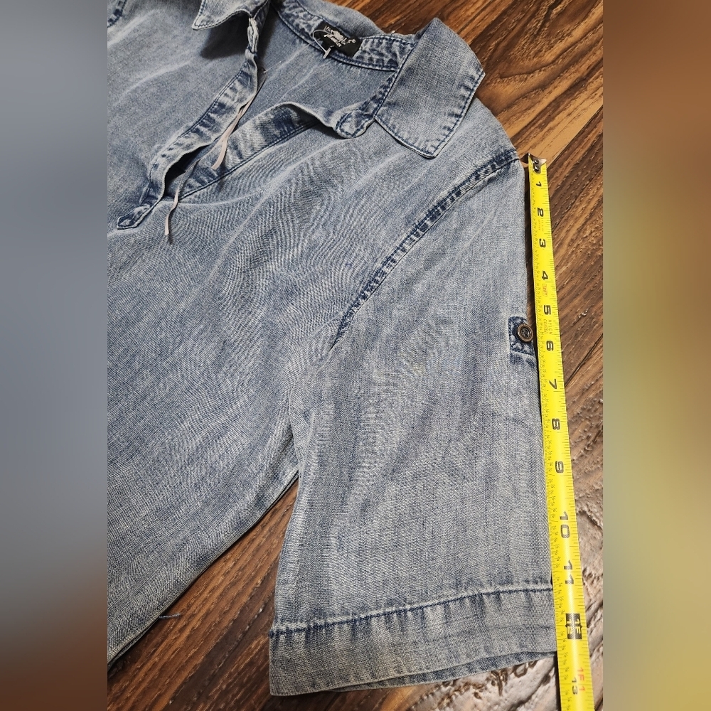 Velvet Heart Denim Shirt Dress 3/4 Sleeves With Pockets Size XS - Picture 5 of 8